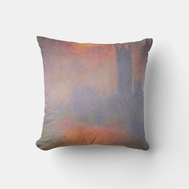 Claude Monet London Houses of Parliament UK Throw Pillow (Front)
