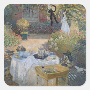 Claude Monet Luncheon: Monet's garden Argenteuil Square Sticker