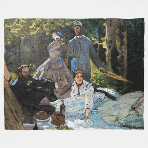 Claude Monet _ Luncheon on the Grass Right Panel Fleece Blanket