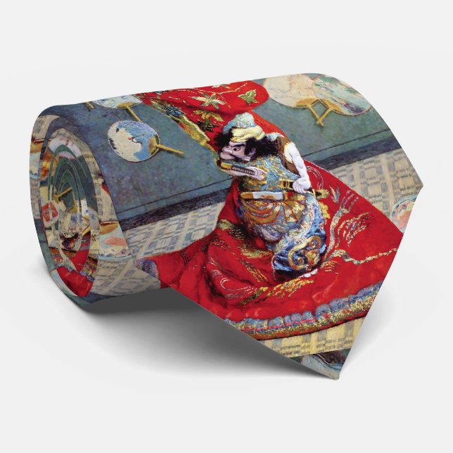Claude Monet, "Madame Monet wearing a kimono" Neck Tie (Rolled)