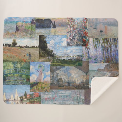 Claude Monet _ Masterpieces Patchwork Sherpa Blanket