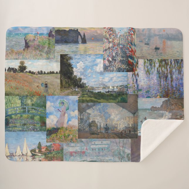 Claude Monet - Masterpieces Patchwork Sherpa Blanket (Front (Horizontal))