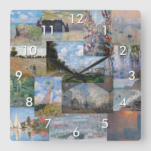 Claude Monet _ Masterpieces Patchwork Square Wall Clock