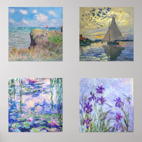 Claude Monet Masterpieces selection Wine Charm Wall Art Sets