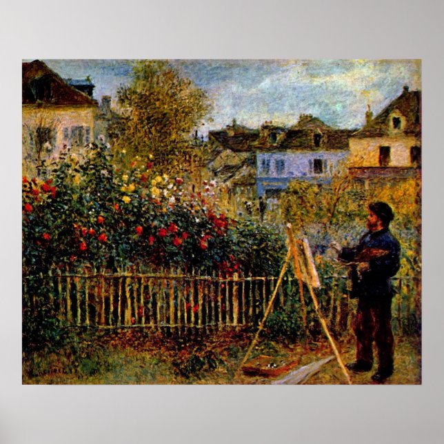 Claude Monet - Monet painting in his garden Poster (Front)