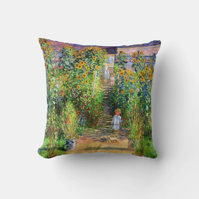Claude Monet: Monet's Garden at Vétheuil Throw Pillow (Front)