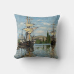 Claude Monet Nautical Ships Throw Pillow at Zazzle