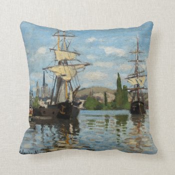 Claude Monet Nautical Ships Throw Pillow by artgallerie at Zazzle
