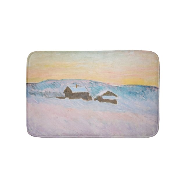 Claude Monet - Norway Landscape, Blue Houses Bath Mat (Front)