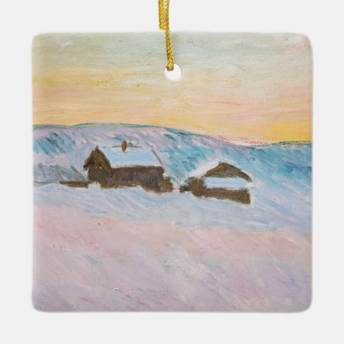 Claude Monet _ Norway Landscape Blue Houses Ceramic Ornament