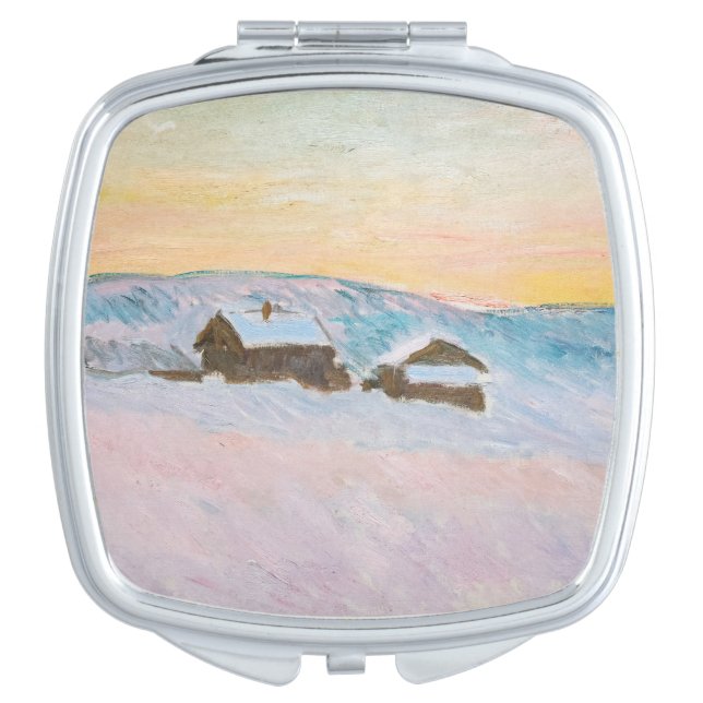 Claude Monet - Norway Landscape, Blue Houses Compact Mirror (Front)