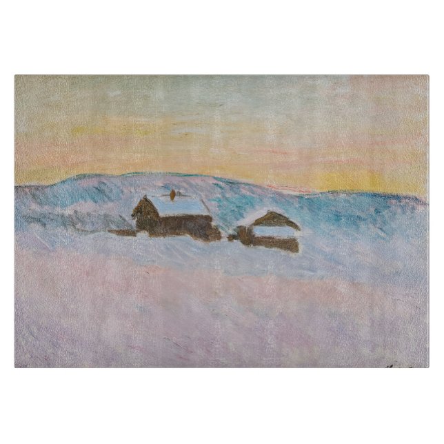 Claude Monet - Norway Landscape, Blue Houses Cutting Board (Front)