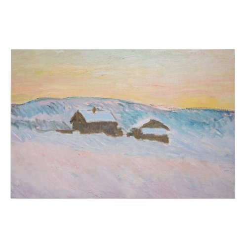 Claude Monet _ Norway Landscape Blue Houses Faux Canvas Print