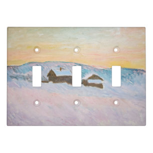 Claude Monet - Norway Landscape, Blue Houses Light Switch Cover