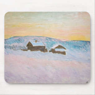 Claude Monet - Norway Landscape, Blue Houses Mouse Pad
