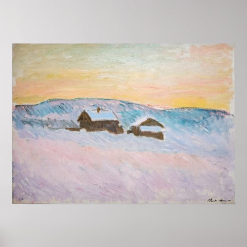 Claude Monet _ Norway Landscape Blue Houses Poster