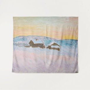 Claude Monet - Norway Landscape, Blue Houses Tapestry