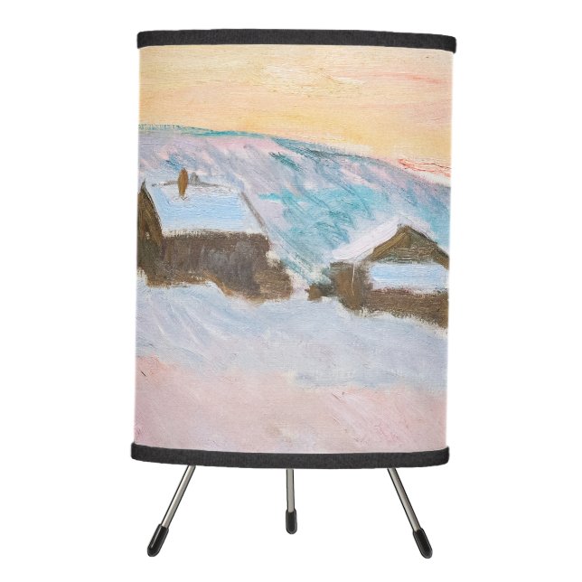 Claude Monet - Norway Landscape, Blue Houses Tripod Lamp (Front)