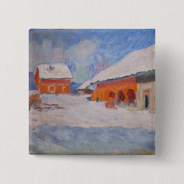 Claude Monet - Norway, Red Houses at Bjornegaard Button (Front)