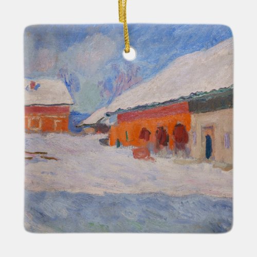 Claude Monet _ Norway Red Houses at Bjornegaard Ceramic Ornament