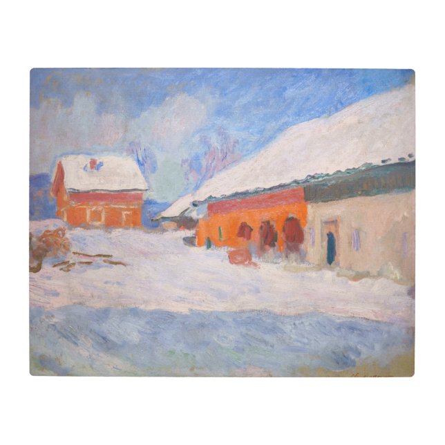 Claude Monet - Norway, Red Houses at Bjornegaard Metal Print (Front)