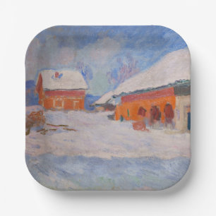 Claude Monet - Norway, Red Houses at Bjornegaard Paper Plates
