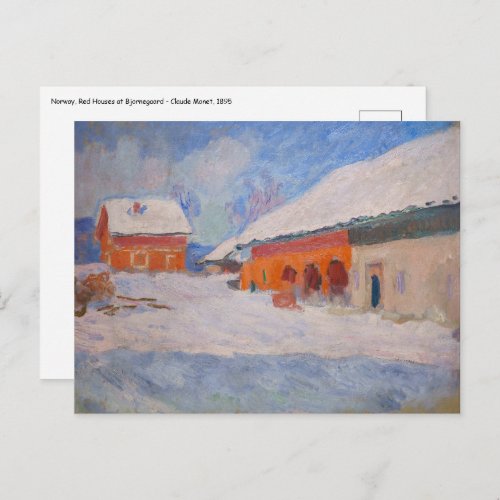 Claude Monet _ Norway Red Houses at Bjornegaard Postcard