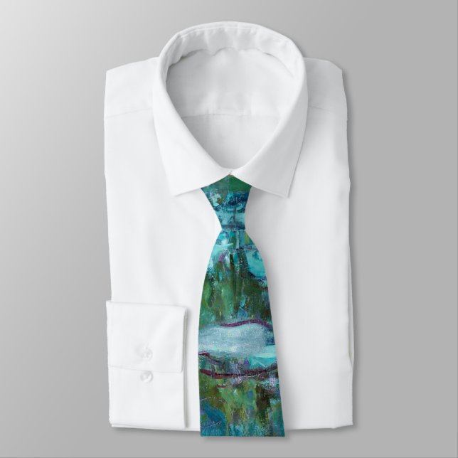 Claude Monet Nympheas Water Lilies Flowers Pond  Neck Tie (Tied)