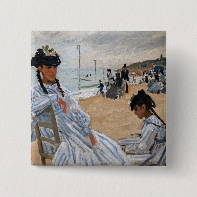 Claude Monet - On the Beach at Trouville Button (Front)