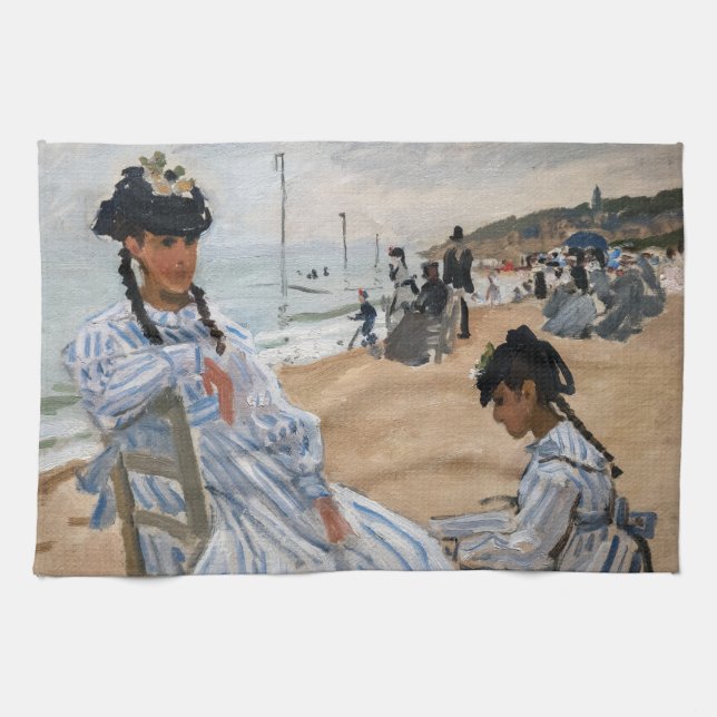 Claude Monet - On the Beach at Trouville Kitchen Towel (Horizontal)