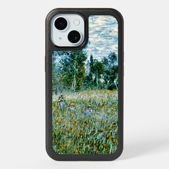 Claude Monet painting, A Meadow, iPhone 15 Case (Back)