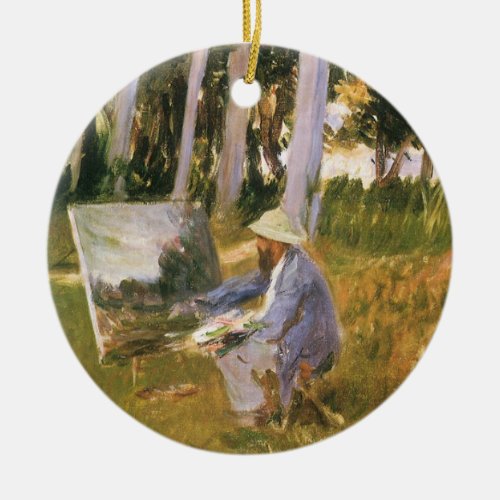 Claude Monet Painting Edge of a Wood by Sargent Ceramic Ornament