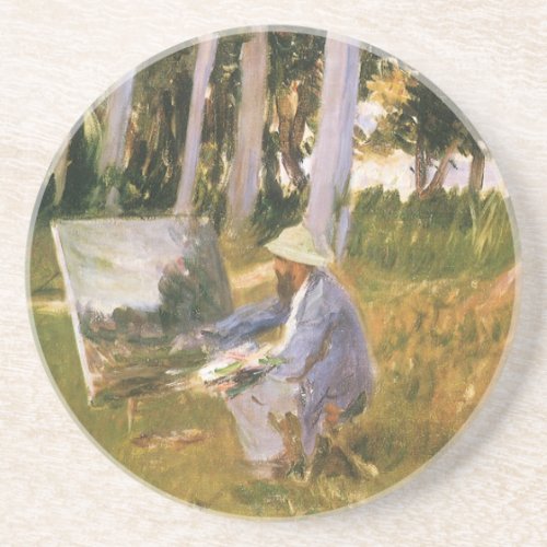 Claude Monet Painting Edge of a Wood by Sargent Coaster