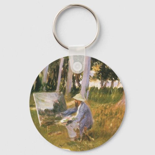 Claude Monet Painting Edge of a Wood by Sargent Keychain