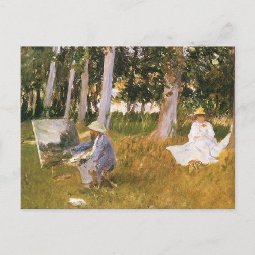 Claude Monet Painting Edge of a Wood by Sargent Postcard