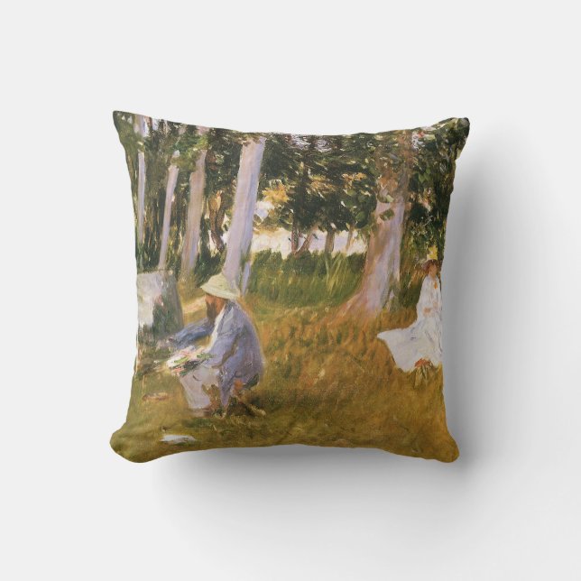 Claude Monet Painting, Edge of a Wood by Sargent Throw Pillow (Front)