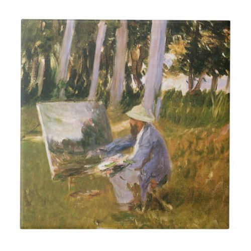 Claude Monet Painting Edge of a Wood by Sargent Tile