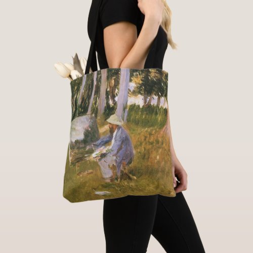 Claude Monet Painting Edge of a Wood by Sargent Tote Bag