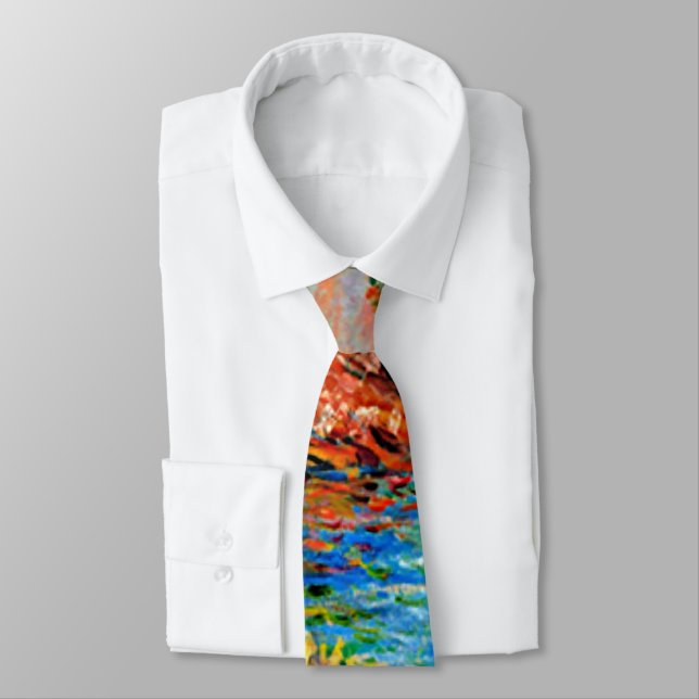 Claude Monet painting, Near Monte Carlo  Neck Tie (Tied)