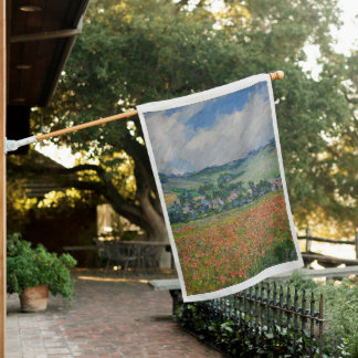Claude Monet Painting, Poppy Field at Giverny House Flag
