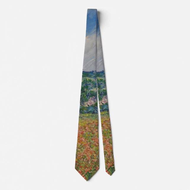 Claude Monet Painting, Poppy Field at Giverny Neck Tie (Front)