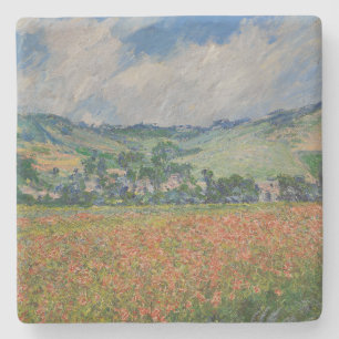 Claude Monet Painting, Poppy Field at Giverny Stone Coaster