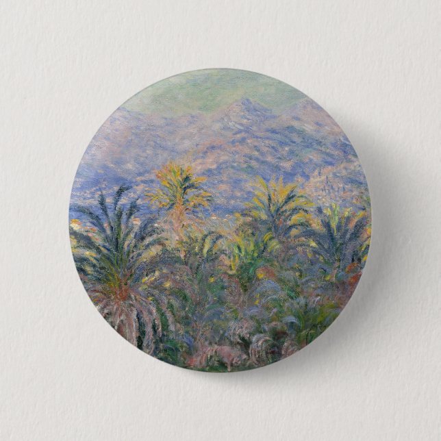 Claude Monet | Palm Trees at Bordighera Pinback Button (Front)