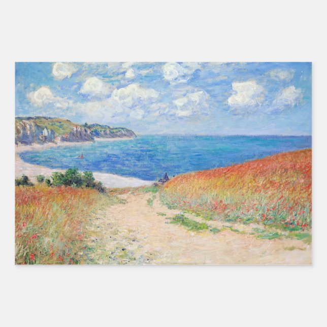 Claude Monet - Path in Wheat Fields at Pourville Wrapping Paper Sheets (Front)