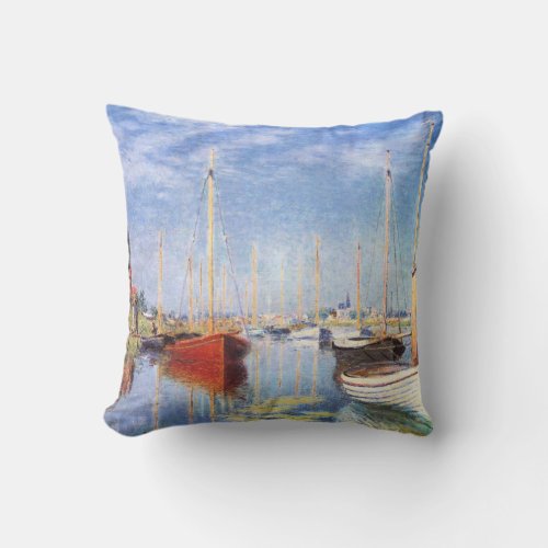 Claude Monet Pleasure Boats at Argenteuil Throw Pillow