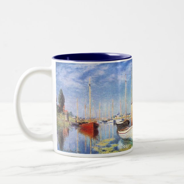 Claude Monet: Pleasure Boats at Argenteuil Two-Tone Coffee Mug (Left)