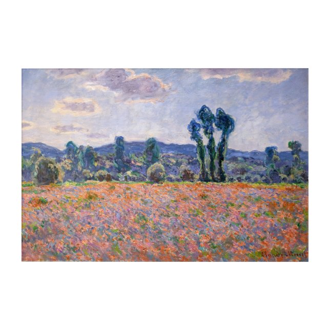 Claude Monet - Poppy Field 1890 (Giverny) Acrylic Print (Front)