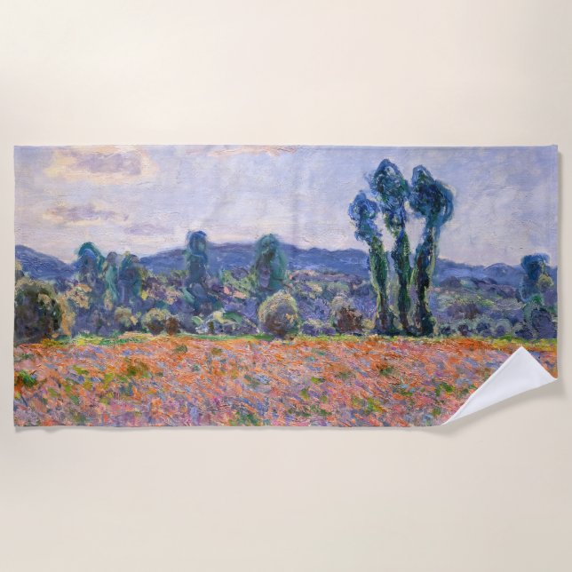 Claude Monet - Poppy Field 1890 (Giverny) Beach Towel (Front)