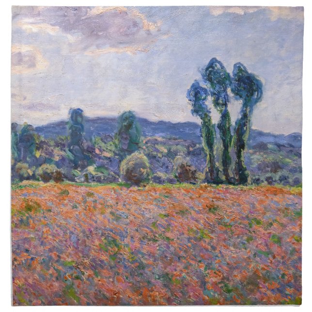 Claude Monet - Poppy Field 1890 (Giverny) Cloth Napkin (Front)