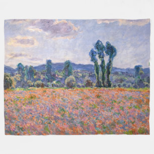 Claude Monet - Poppy Field 1890 (Giverny) Fleece Blanket